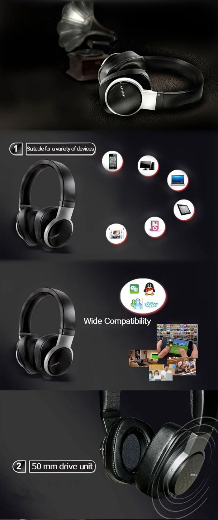 ARTISTE AWM150 шумоподавление супер баланс бас HIFI музыка Студия DJ телефон Проводные стереонаушники гарнитура наушники