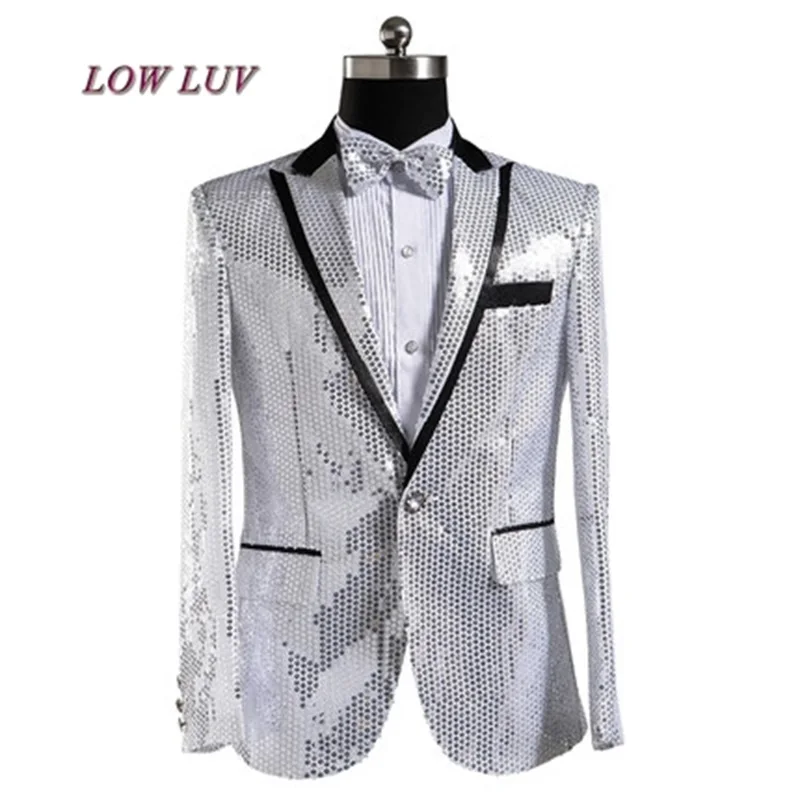 

paillette male master Sequins Dresses Stage Costumes Men terno Suit MC Host Clothing Singer Suits & Blazer show jacket outerwear