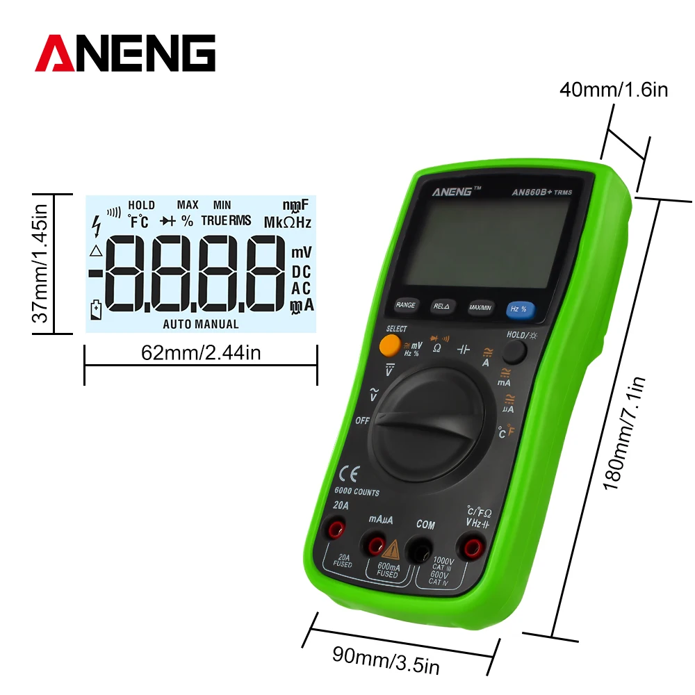 ANENG AN860B мультиметр цифровой тестер 6000 digital multimeter мультиметр провода для мультиметра tester dc dc мультиметры мультитестер с термопарой цифровой тестор capacitor tester МУЛЬТИМЕТР
