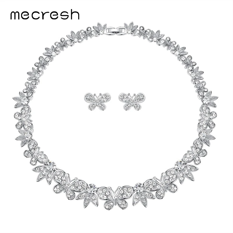 Mecresh Романтический свадебных туфель с бабочкой и Комплекты украшений для женщин