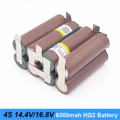 4S2P HG2 6000mah H Аккумулятор 18650 hg2 3000mAh 20 ампер для отвертки 14,4 v 16,8 v батареи сварные полоски для пайки 4S 4S2P 16,8 v батарейный блок(на заказ - Цвет: 4S2P HG2 6000mah H