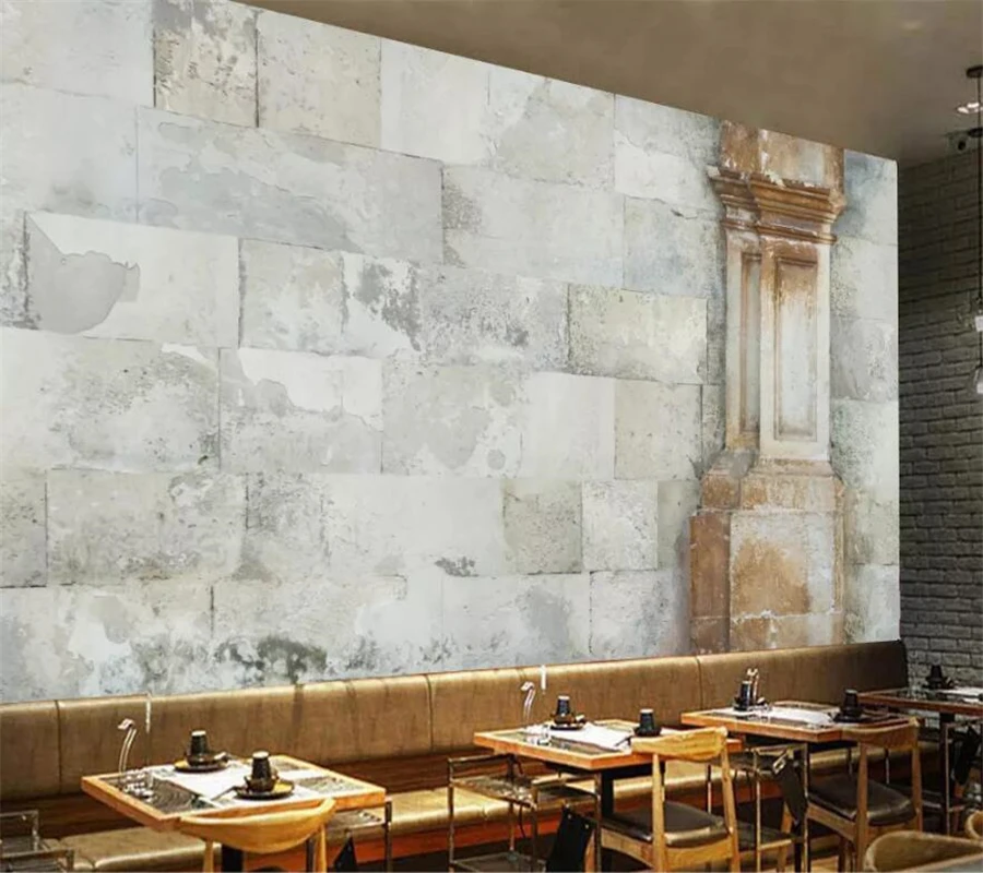 beibehang Custom wallpaper 3d mural European retro cement wall Roman column tooling TV background paper 3D papel de parede | Обустройство