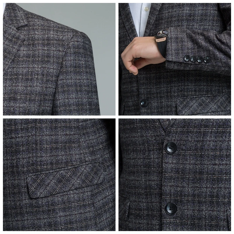 Элегантный пиджак Для мужчин Блейзер конструкции Твид пиджаки Slim Fit Повседневное