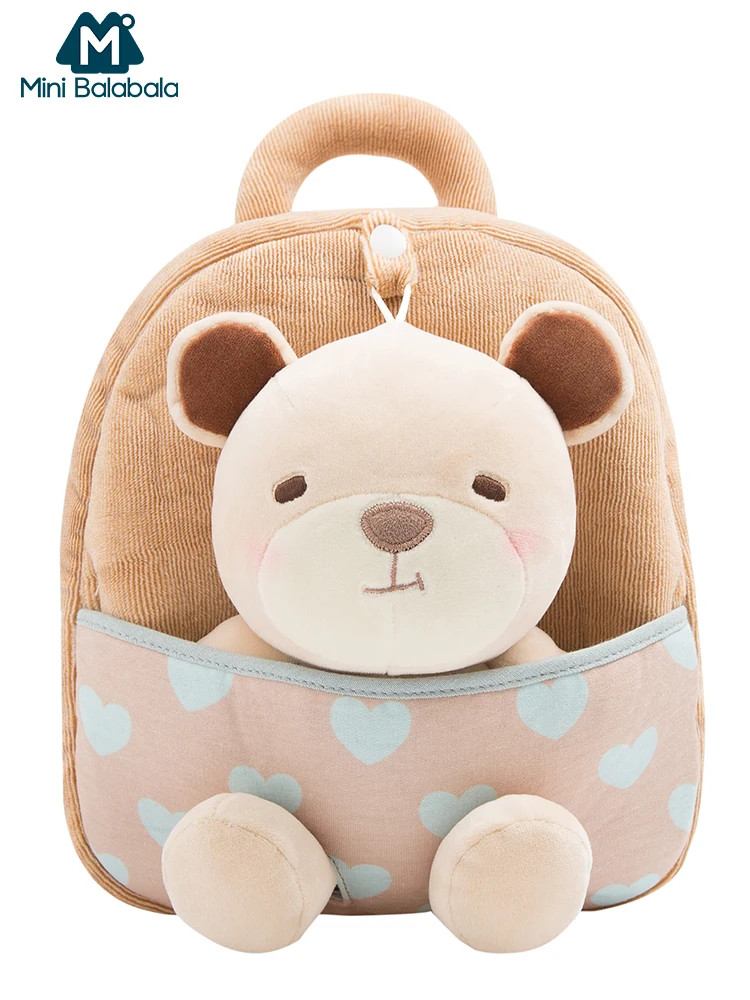Mini Balabala Kids Backpack 3D Animal Rabbit Bear Plush Cartoon Schoolbag Toddler Boys Girls Kindergarten Children School Bags | Мать и