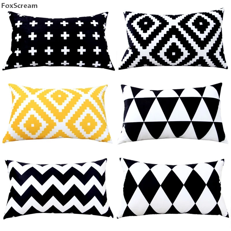 rectangle Decorative Cushions Cover Home Textile throw pillow case black and white decoratvie cushion cover geometric Pillowcase |