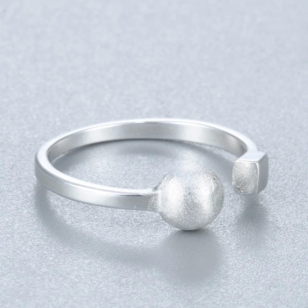 Kinitial милый мяч квадратный Кольца 925 серебро открыть ювелирные изделия для Для