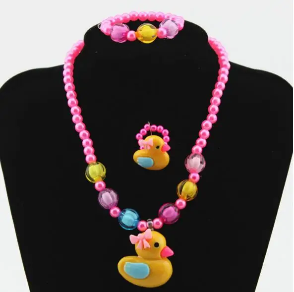 Ожерелье/браслет/кольцо с имитацией жемчуга 1 комплект = 3 шт.|jewelry sets|kids jewelry setskids |