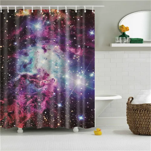 Синий Модные космического пространства детские Спальня Водонепроницаемый душ Шторы size180x180cm полиэстер Вселенной стиль Обувь для мальчиков Занавески для душа 3d масло - Цвет: Синий
