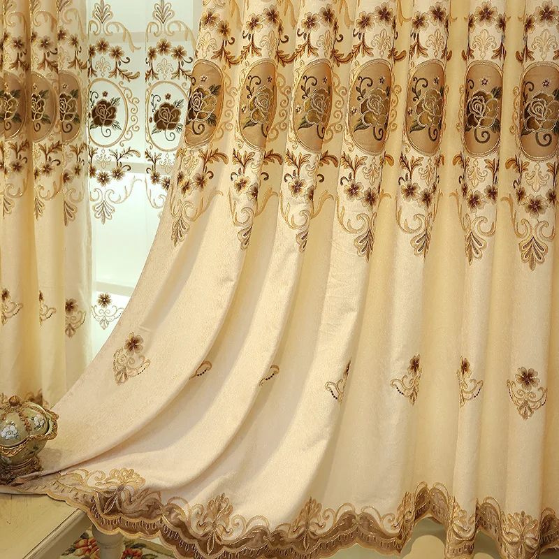 Классические вышитые затемняющие шторы 85% тюлевые для гостиной спальни кухни