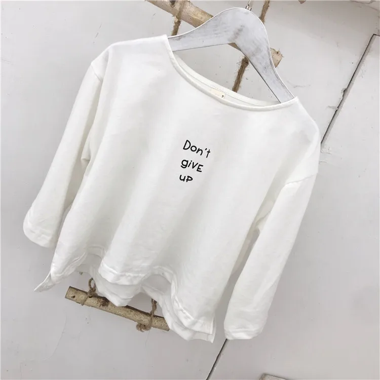 Весенне летние свободные топы в Корейском стиле с буквенным принтом для