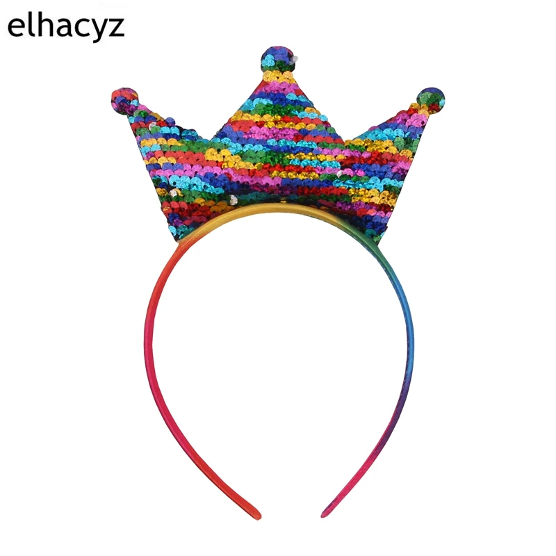 10 шт./лот дети двусторонние пайетки корона диадемы Hairband DIY Бутик Дети жесткое оголовье Grils аксессуары для волос