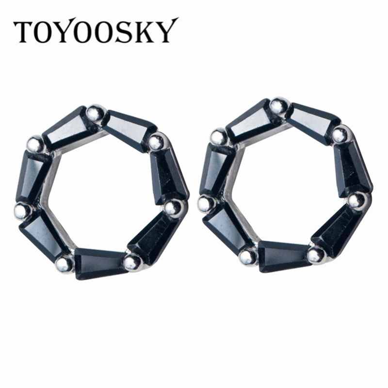 Женские Геометрические серьги-гвоздики TOYOOSKY из серебра 925 пробы с черным
