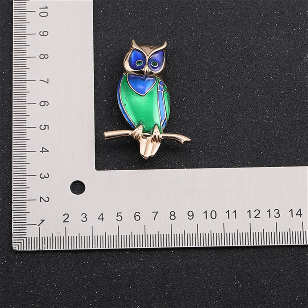 Брошь в виде совы с зеленой и синей эмалью 2019 | Украшения аксессуары