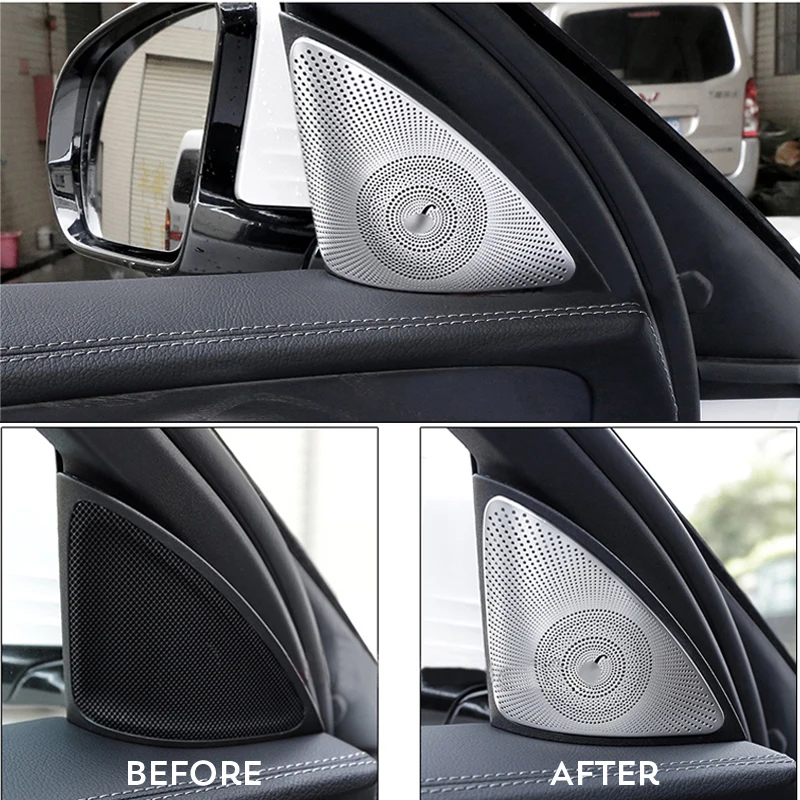 

Car-styling For Mercedes Benz New E class W213 2016-2017 Door Stereo Speaker decoration decals auto Tweeter trim strips covers