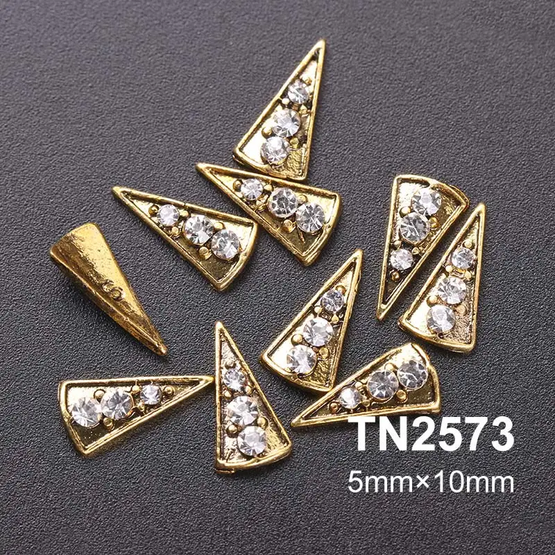 TN2573 10 шт./упак. золото, украшенные разноцветными кристаллами 3D нейл-арта украшения ювелирные изделия с блестками Шарм шпильки ногтей Стразы для маникюра - Цвет: TN2573