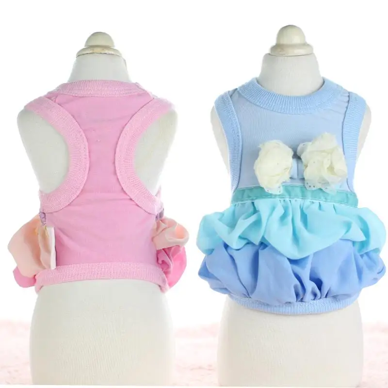 Шифоновое платье принцессы с кружевным бантом и лентой для девочек Одежда собак