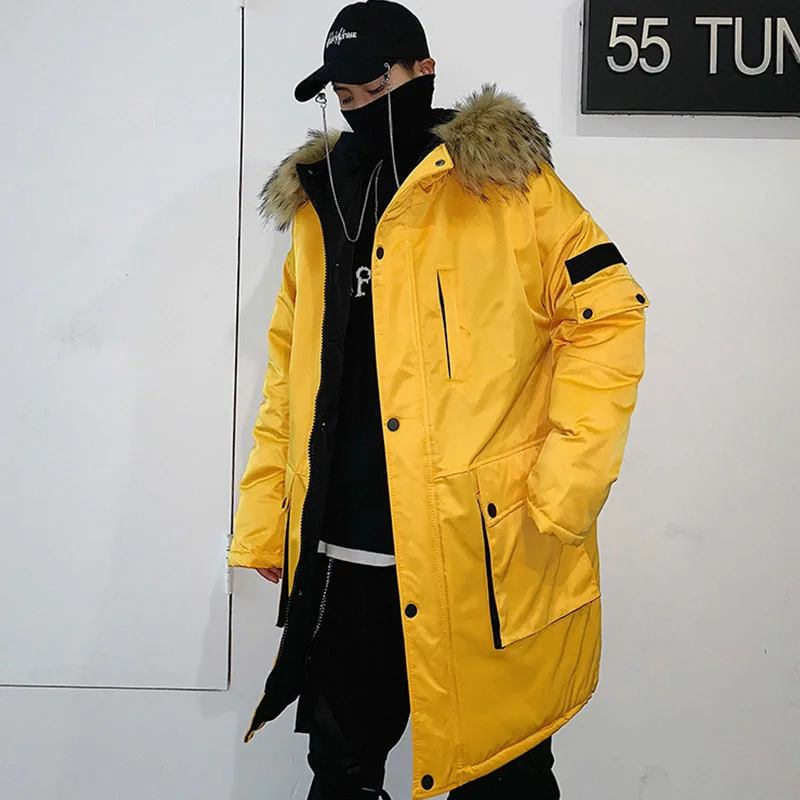 Мужское длинное пальто модный Тренч в стиле хип хоп Мужская теплая зимняя парка с