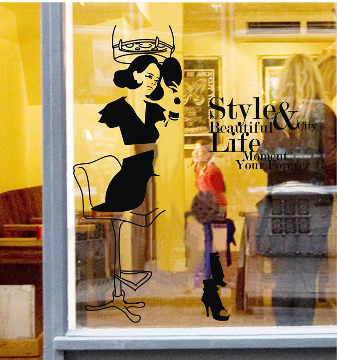 

Window Decoration Personality Background Wall Stickers Beauty Salon Barbershop Hair Salon Hksil Shops Glass Modern LIPC Plastic