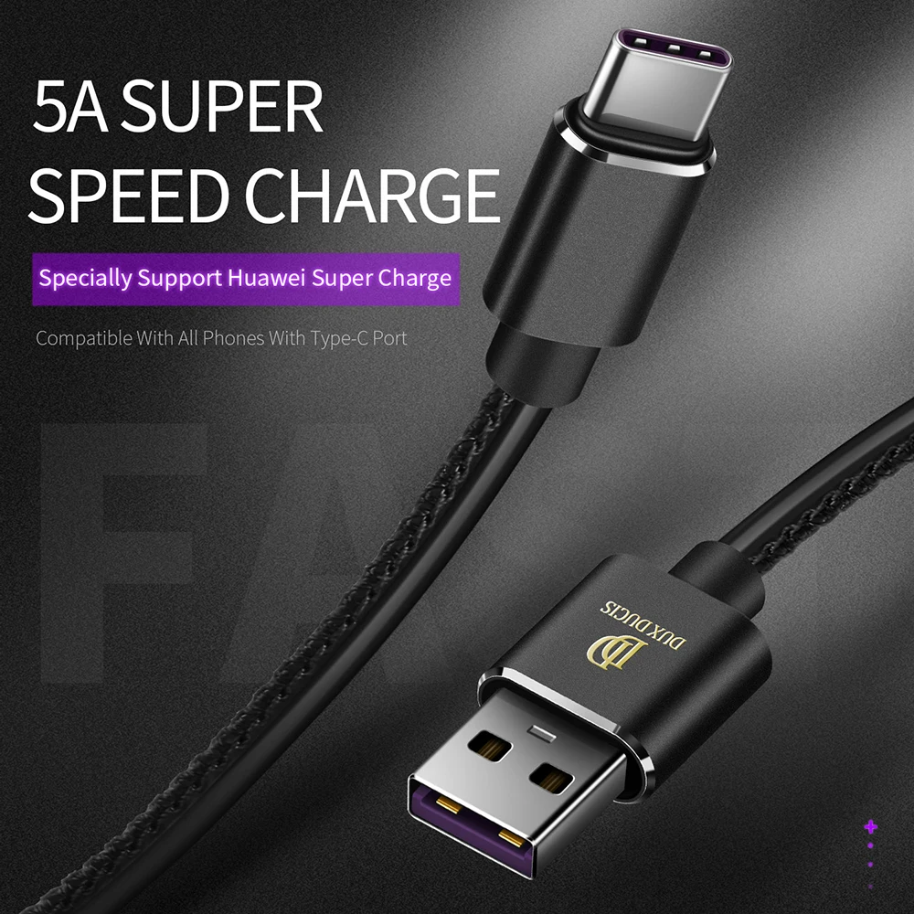 DUX DUCIS 5A USB Type C супер зарядный кабель для Huawei P20 Pro P10 Mate 10 Type-C Xiaomi Samsung USBC шнур |