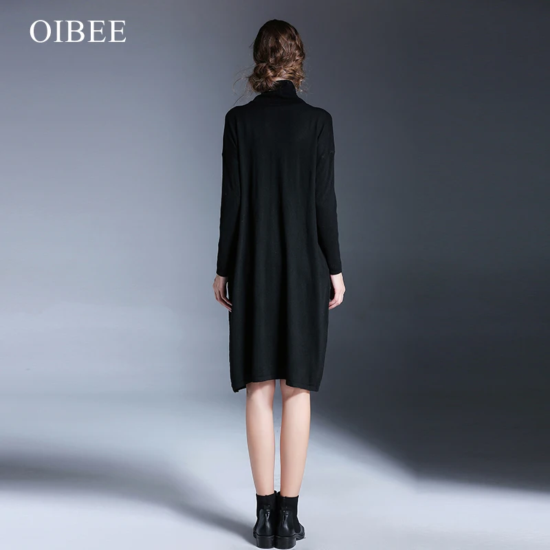 OIBEE2019 повседневные женские платья плюс размер весеннее платье для женщин офисная работа с длинным рукавом сексуальные черные до середины икры