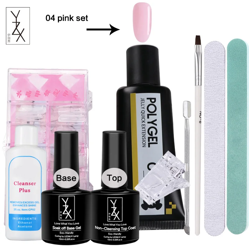 04 Pink Set YZX 10 шт./компл. Профессиональный Быстрый Наращивание ногтей кристалл УФ гель Советы моющее средство Плюс жидкий для ногтей модели накладные декоративные ногти дизайн инструменты - Цвет: 04 Pink Set