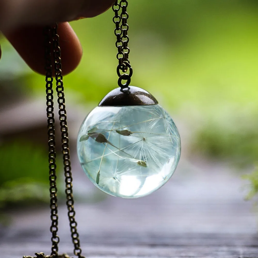 Цепочка с подвеской в виде натуральных сушеных цветов|Ожерелья подвеской| |