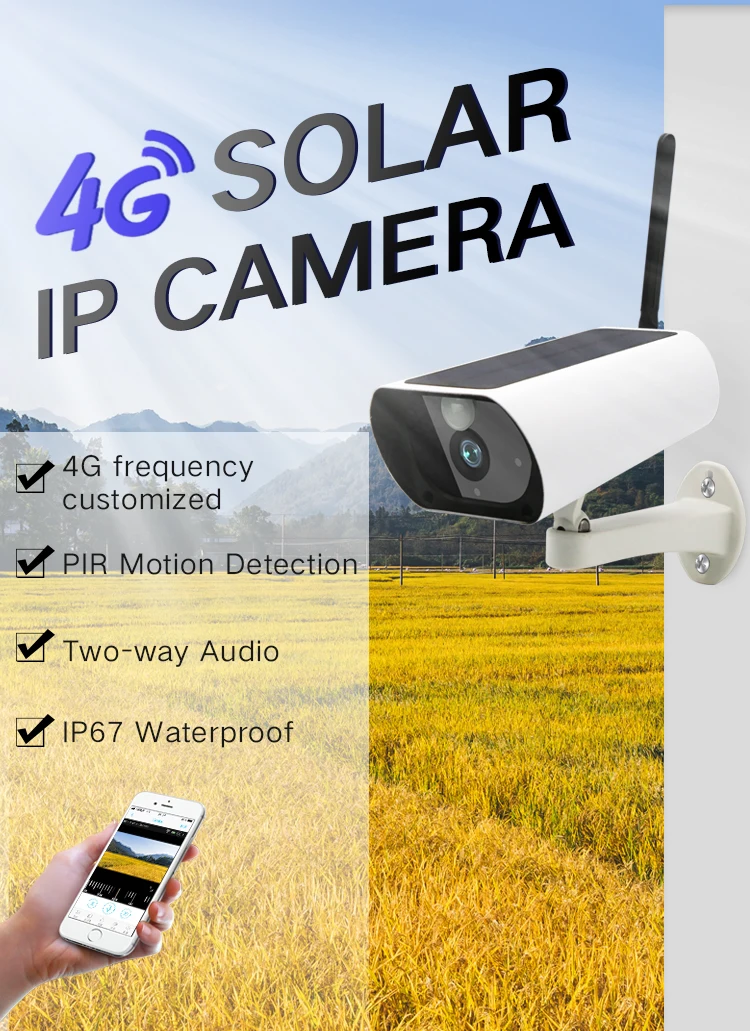 4G на солнечных батареях 1080P цилиндрическая IP камера Y9 Водонепроницаемая уличная камера видеонаблюдения с ночным видением обнаружения движения