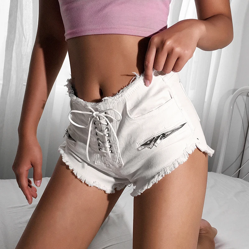 Шорты женские джинсовые с заниженной талией в стиле панк|Женские шорты| |