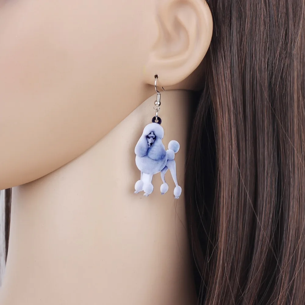 Bonsny Acrylic Elegant Fluffy Poodle Dog Earrings Big Long Dangle Drop Gift for Women Girls Ladies Teens Fashion Animal Jewelry | Украшения