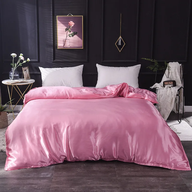 FS 1pcs Ice Silk Duvet Cover Seamless Luxury Various styles queen king quilt Cover free shipping - Color: FS