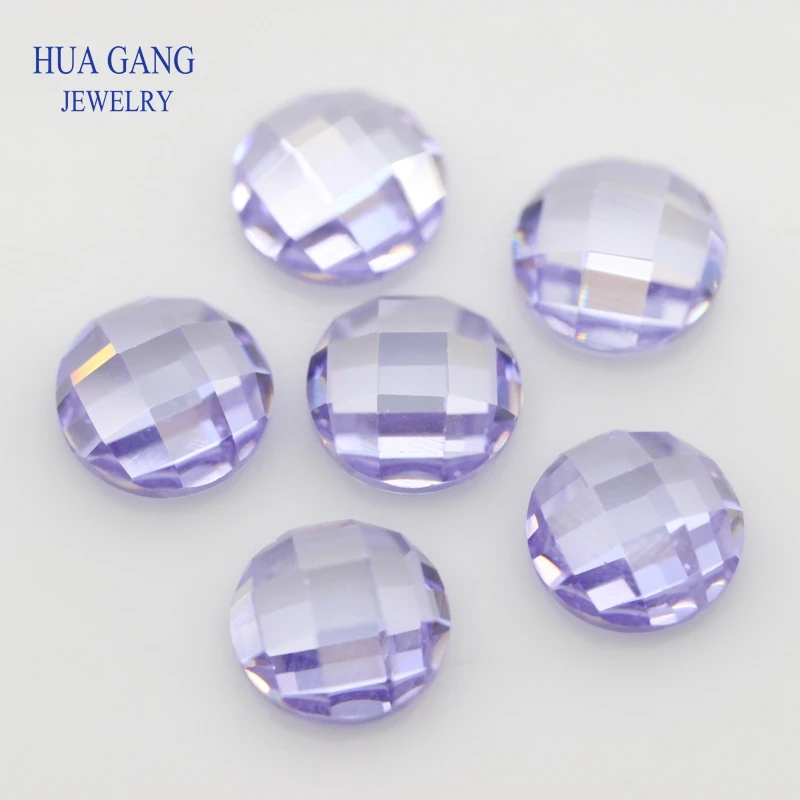 Искусственный камень круглой формы с плоским дном шахматная огранка свободный CZ