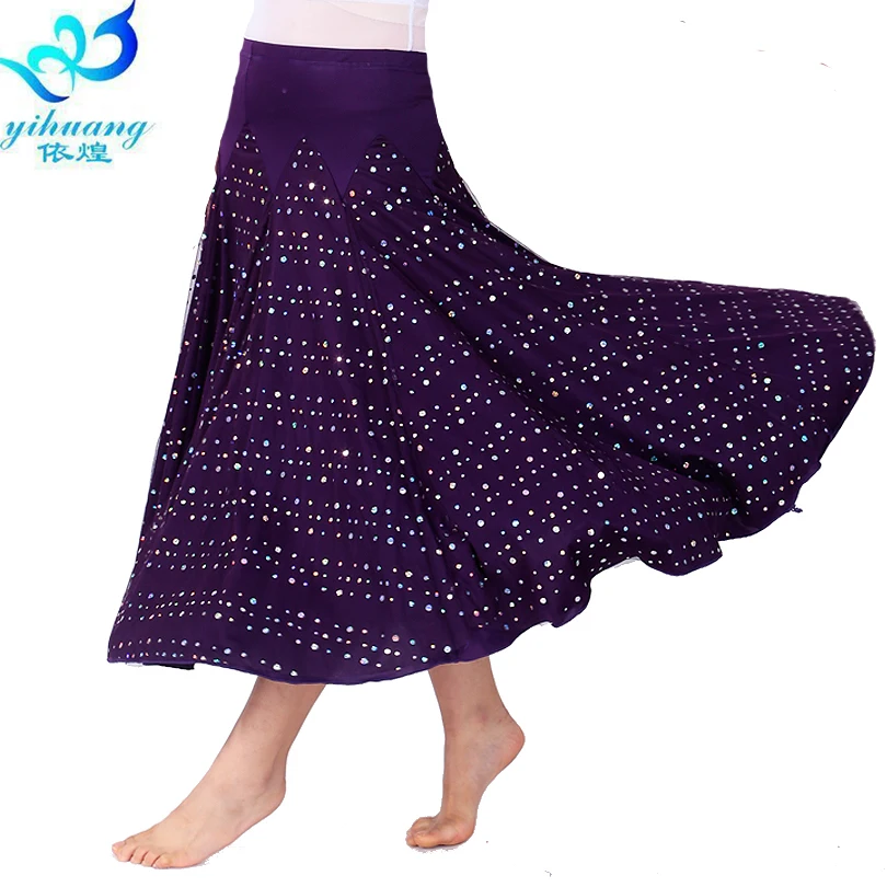 

Ladies Flamenco Ballroom Dance Skirt Modern Waltz Tango Dance Skirt Competition Latin Big Swing Rhinestones #2613