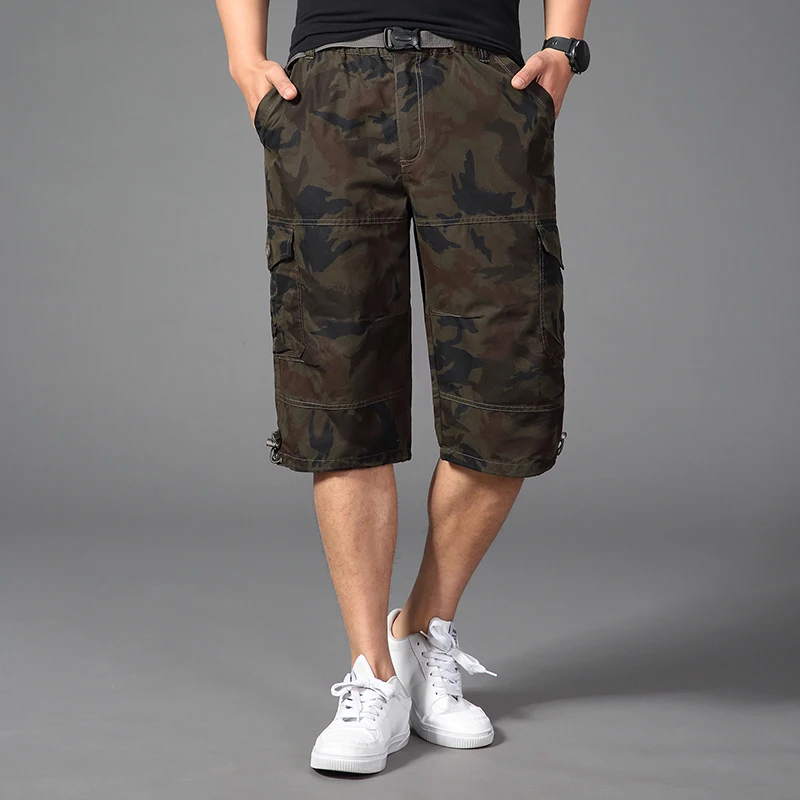 

black 48 50 men cotton Calf-Length Pants baggy camouflage hip hop Summer Plus size 44 46 Military large Harem pants for 150 kg