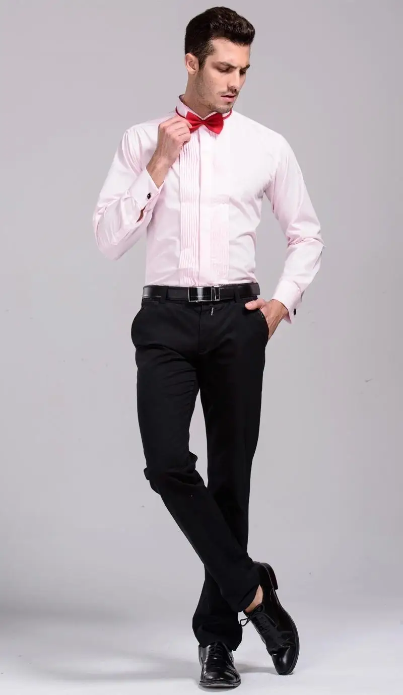 AIMENWANT S-5XL смокинг рубашки мужские Корея Slim Fit с бантиком Свадебные рубашка белая Бизнес французский манжетой платье-рубашка рубашки