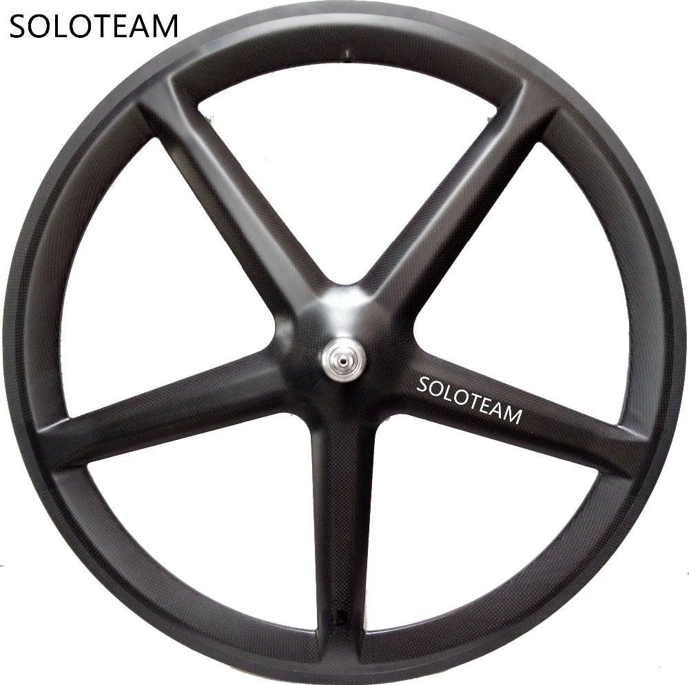 Углеродное 5 спицевое колесо дорожное фиксированное зубчатое полностью