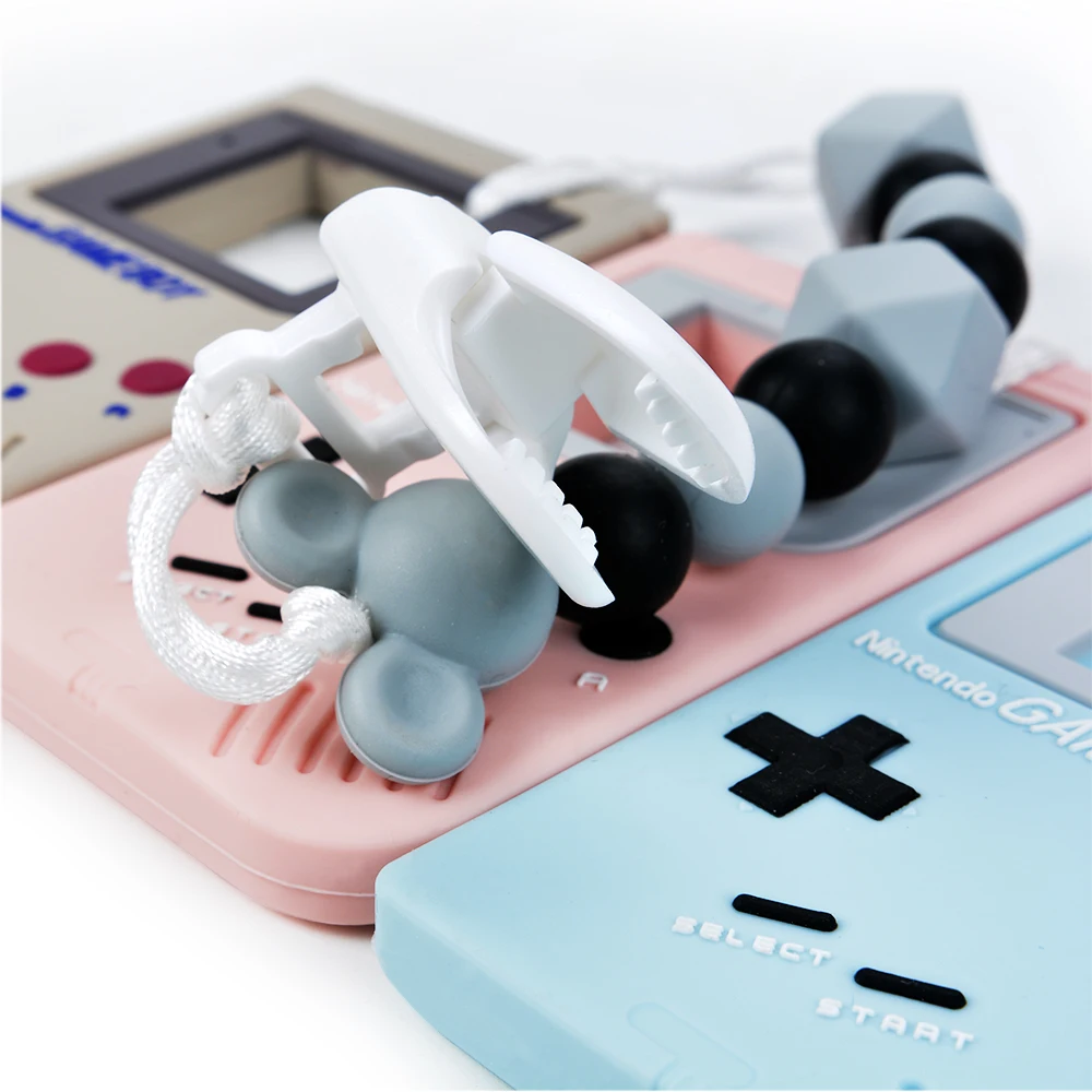 Lofca соску клип Gameboy Прорезыватель Ребенка При Прорезывании Зубов Силиконовые бусины мультфильм соску держатель BPA бесплатно жевательная игрушка Цепочки и ожерелья аксессуар