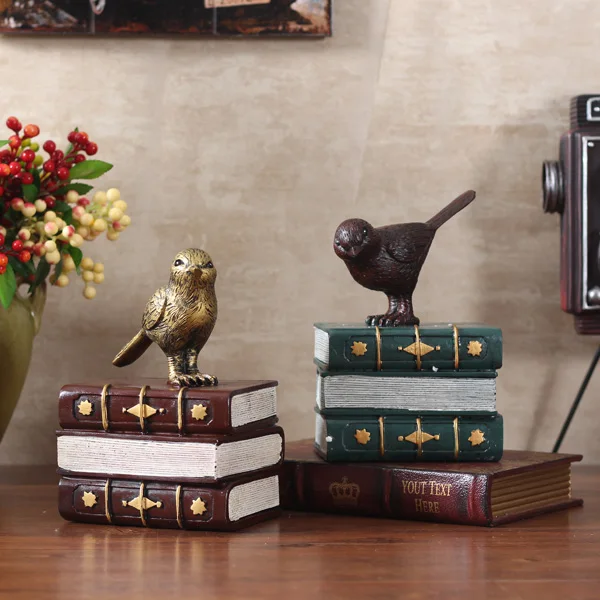 

The living room decoration Bird study retro desktop resin crafts books bookend Bookends furnishings
