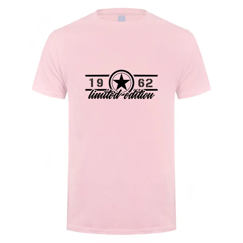 light pink Omnitee Лето Ограниченная серия 1962 футболка мужские топы хлопок короткий рукав мужские день рождения сделано в 1962 футболка футболки OZ-261 - Цвет: light pink