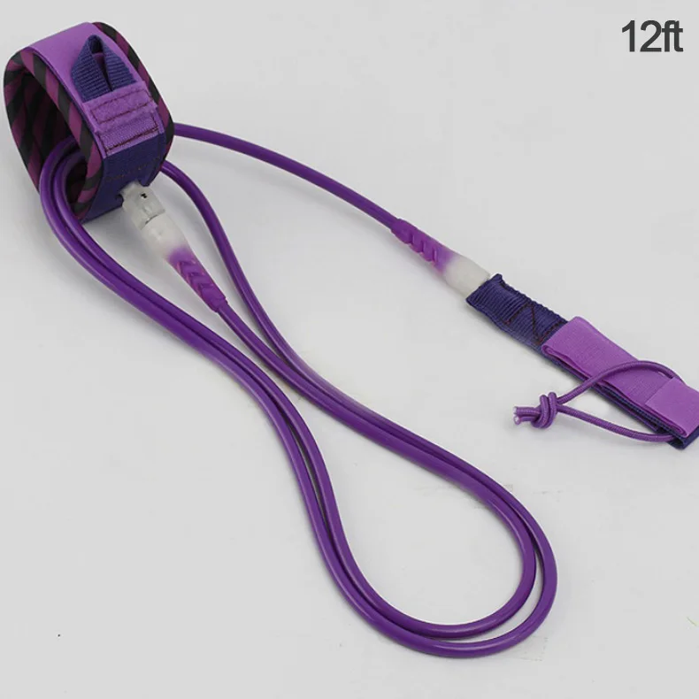 12ft purple Лидер продаж 6/8/10/12 объемная стопа привязь для серфинга доска для серфинга поводке поводок стоячего доска поводок катушки для серфинга аксессуары - Цвет: 12ft purple