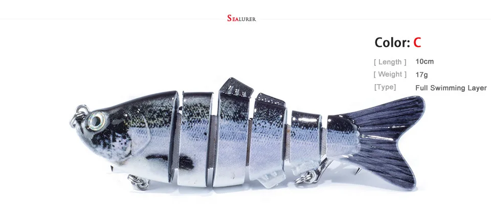 6 Сегмента Прикормы Crankbait Жесткий Swimbait 17 г 10 см Медленный Bait 5 шт./лот Рыболовные