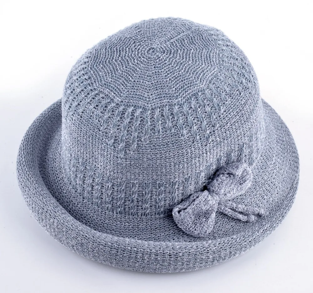 Лук узел монохромный Соломенные шапки для девочек Дышащий Пляж летняя Женщины