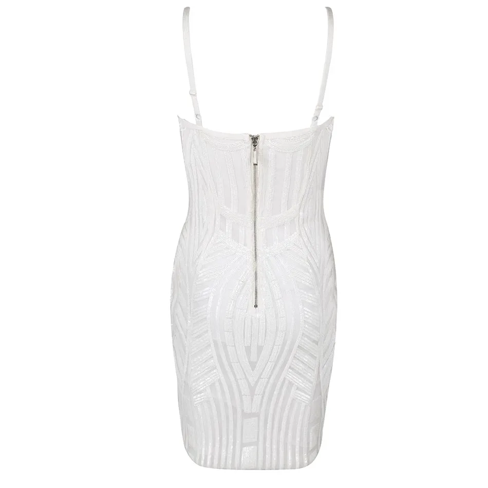 CIEMIILI Women 2019 Summer Dress V-Neck Cross Backless Sexy Evening Party Fashion White Sleeveless Mini Bandage | Женская одежда