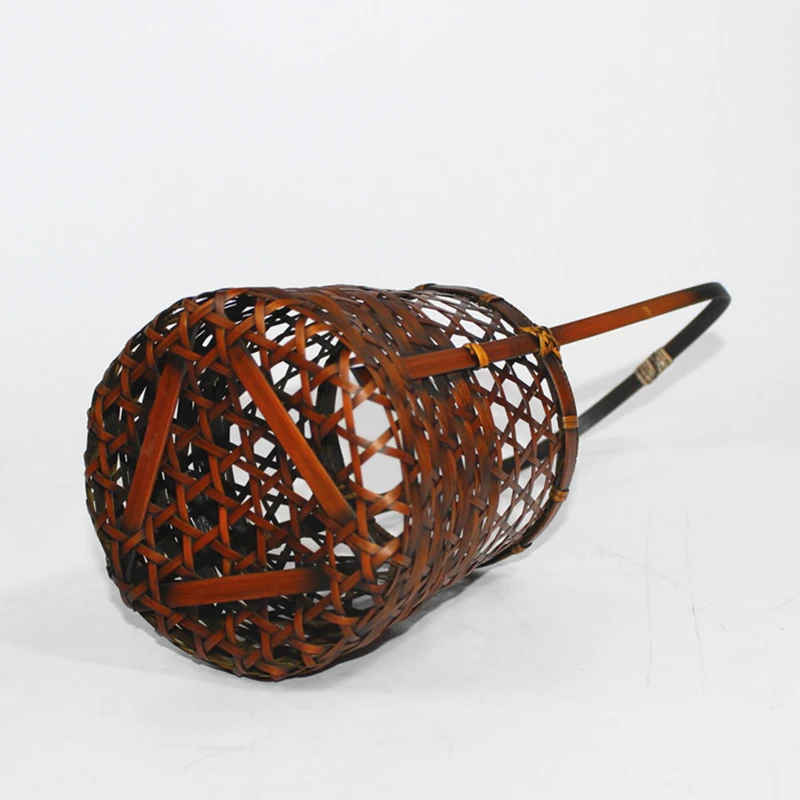 

Vintage Handmade Bamboo Weaving Flower Basket Tabletop Flower Pot Storage Basket Chinese Style Art Flower Arrangement Home Decor