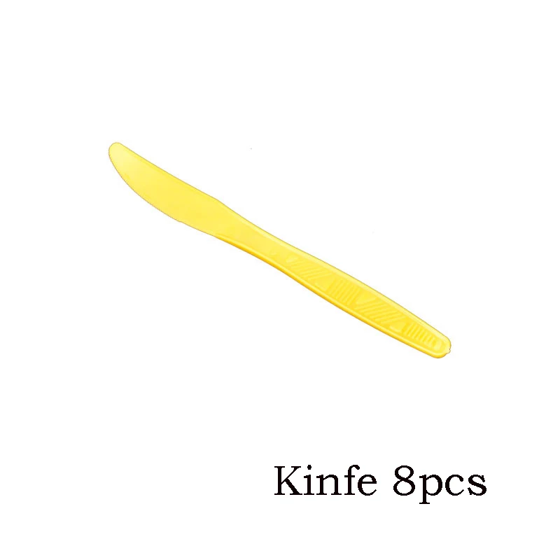 8pcs knife yellow 24 шт в упаковке многоцветная пластиковая вилка ложка нож одноразовая посуда товары для дня рождения - Цвет: 8pcs knife yellow
