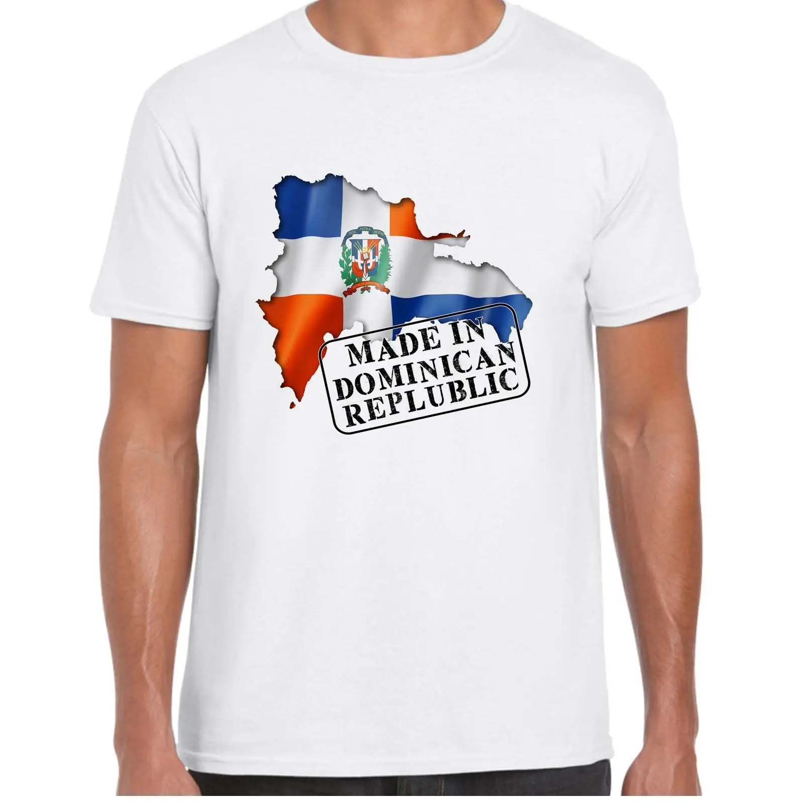 Сделанная в Доминиканской Республики-карта-Мужская футболка модные крутые