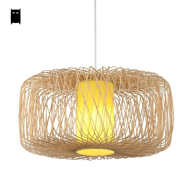 手作り竹籐籐ランプシェードペンダント照明器具アジア素朴な国ヴィンテージ吊り天井ランプavize Luminaria