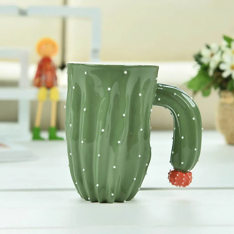 GLLead Creative Cactus Plastic Arts Ceramic Coffee Mug Office Breakfast Milk Teacup Porcelain Afternoon Tea Mugs 350ml Cup | Дом и сад