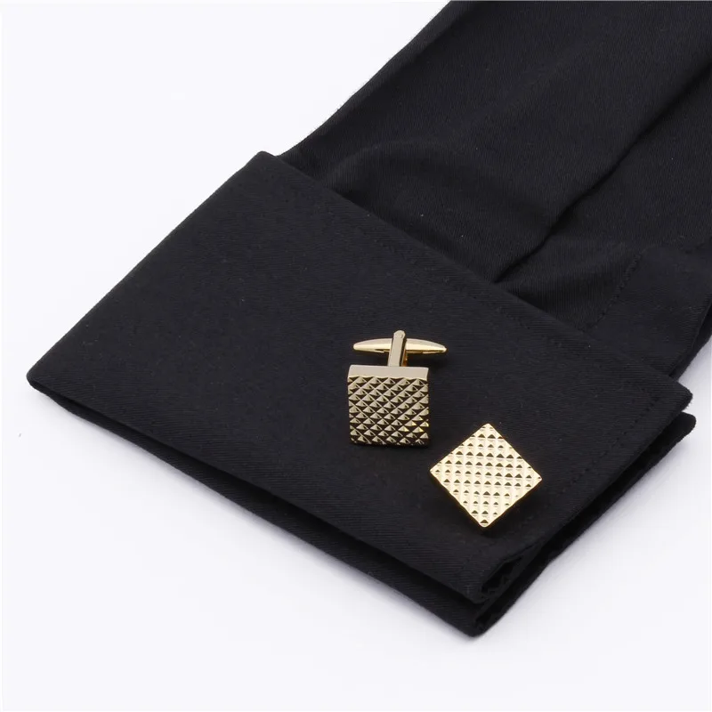 Квадратные золотые запонки для мужчин из чистого металла вечерние встреч модные