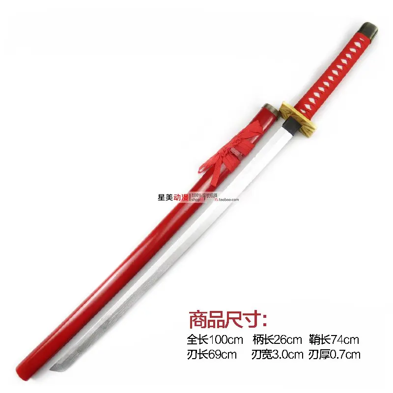Anime BLEACH Abarai Renji Wooden Sword Katana Zabimaru Red Scabbard Cosplay Props Decorative | Тематическая одежда и
