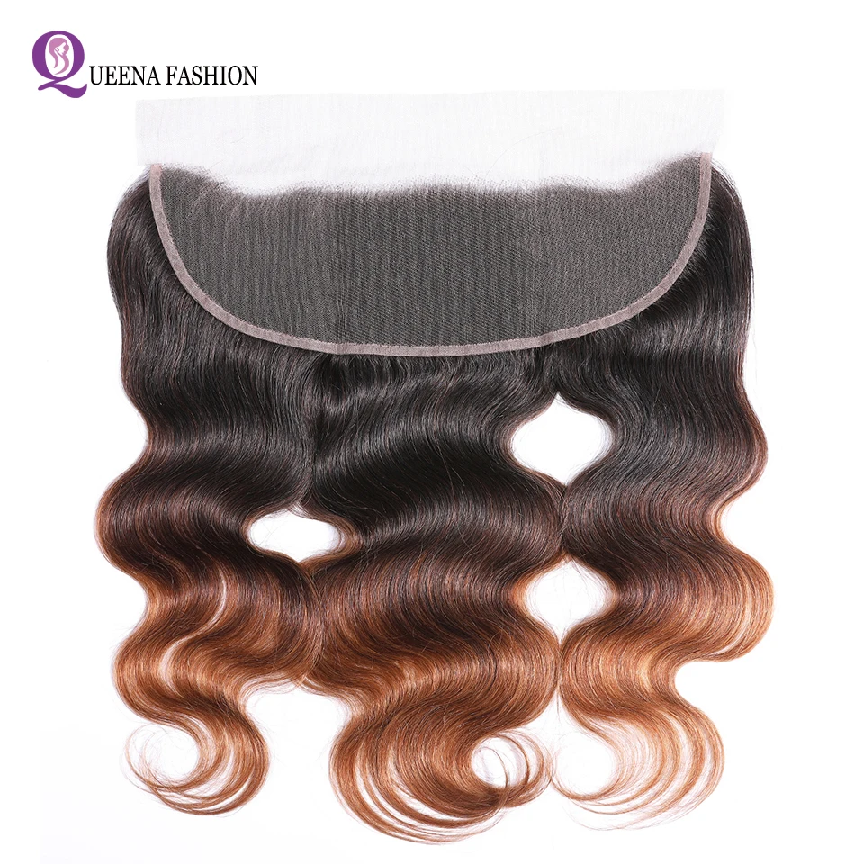 Queena 1b/4/30 Ombre блондинка человеческих волос Связки с фронтальной тело волна